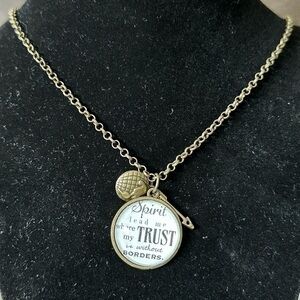 Scripture Spirit lead me antiqued Pendant Necklace